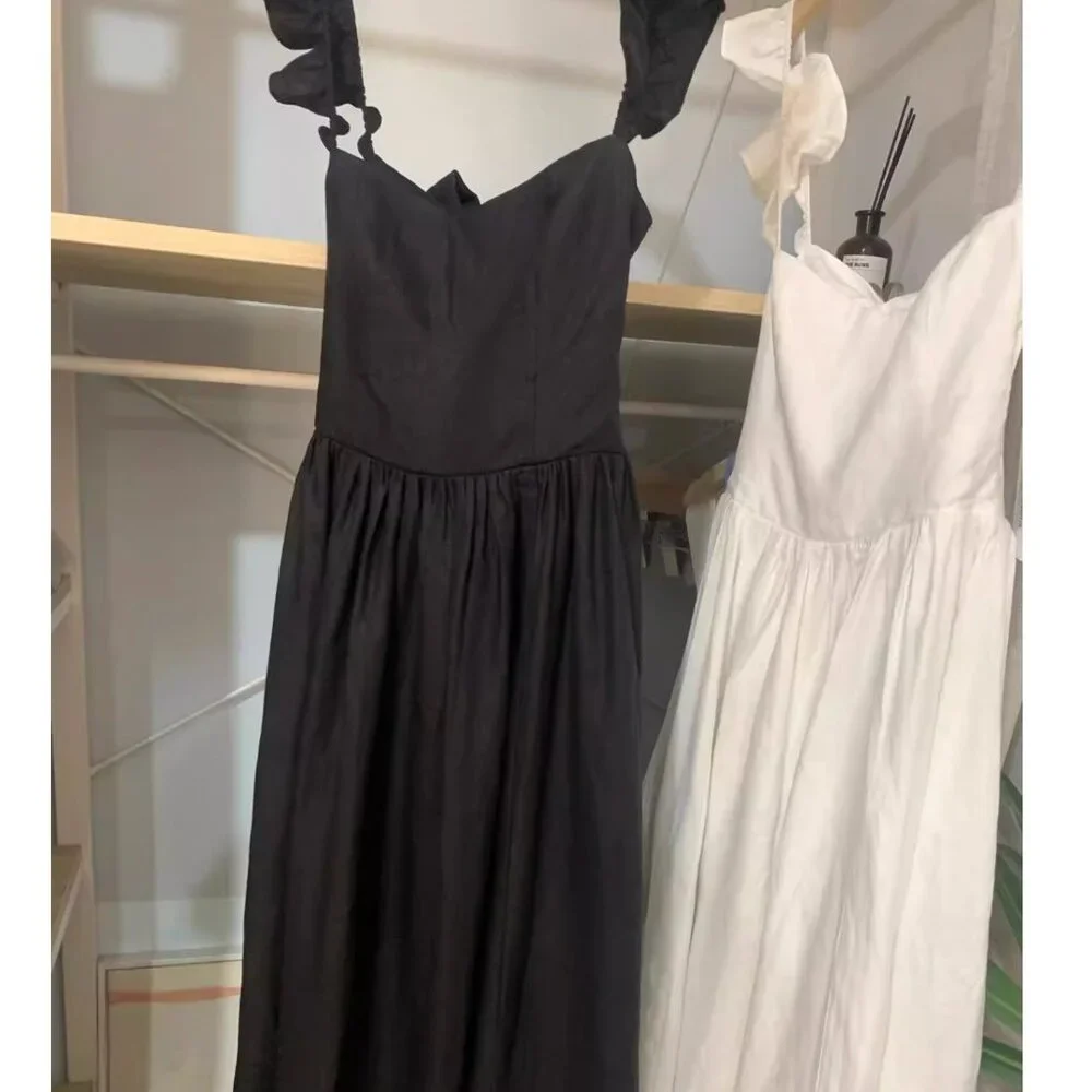 Reformation Black Ruffle Strap Maxi Dress - Picture 8 of 9